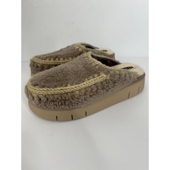 NEW Mou Bounce Curly Clog Slippers Gray Mule Shearling Size EU 40 US 9 9.5 - Picture 2 of 6